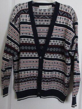 pattern striped thick cardigan sweater